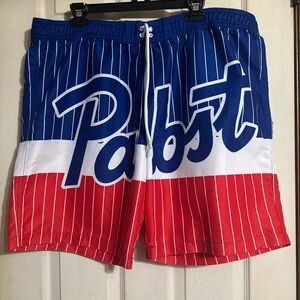 Blue and Red Swim Trunks